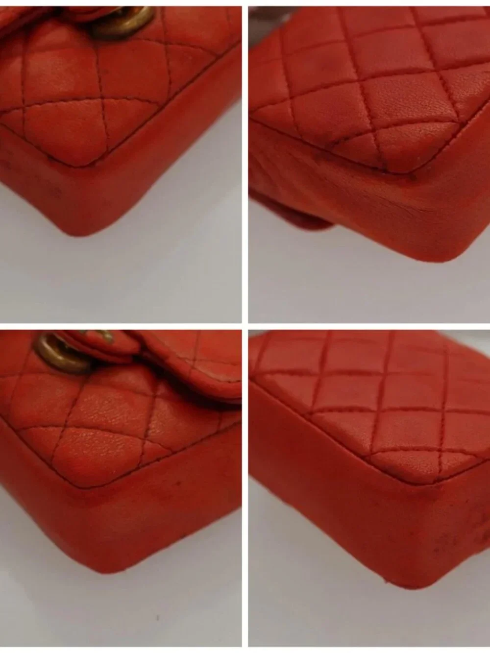 CHANEL Mini Mini Matelasse Charm Lamb Skin Orange CC Auth BD1634